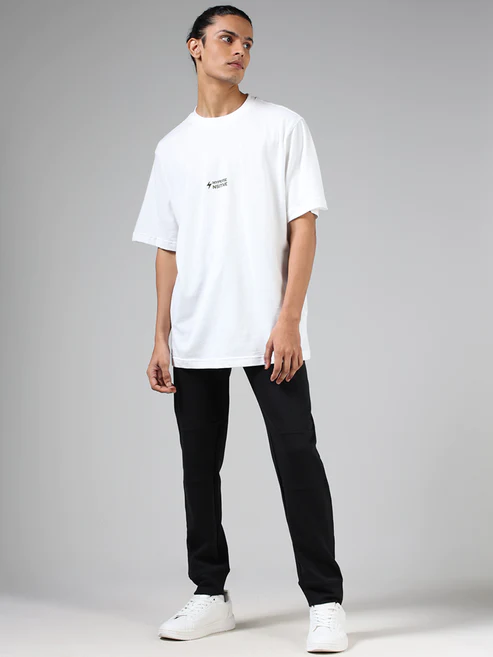 Off White Printed Relaxed Fit T-Shirt