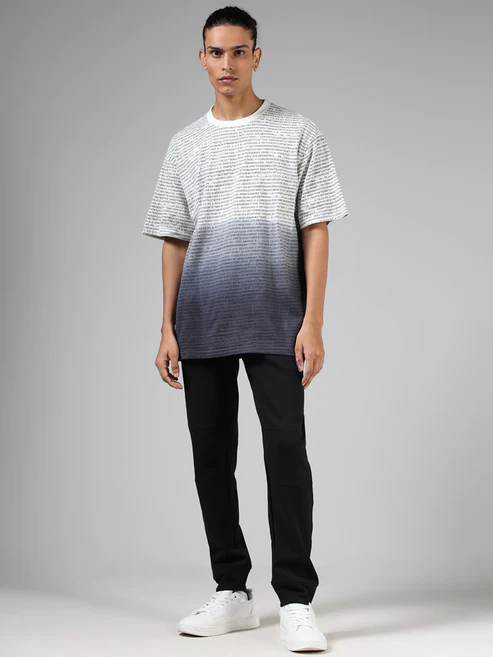 White & Dark Grey Relaxed Fit T-Shirt